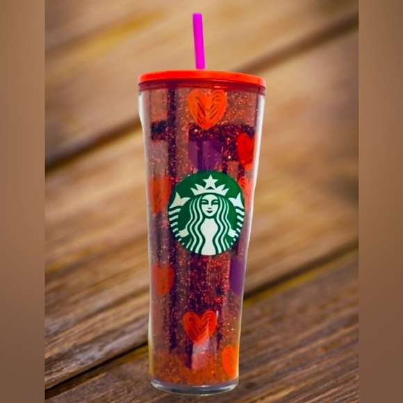 Starbucks Valentines Day Red Glitter Heart Cup Tumbler 24oz New 2022 Target Only - Picture 2 of 8